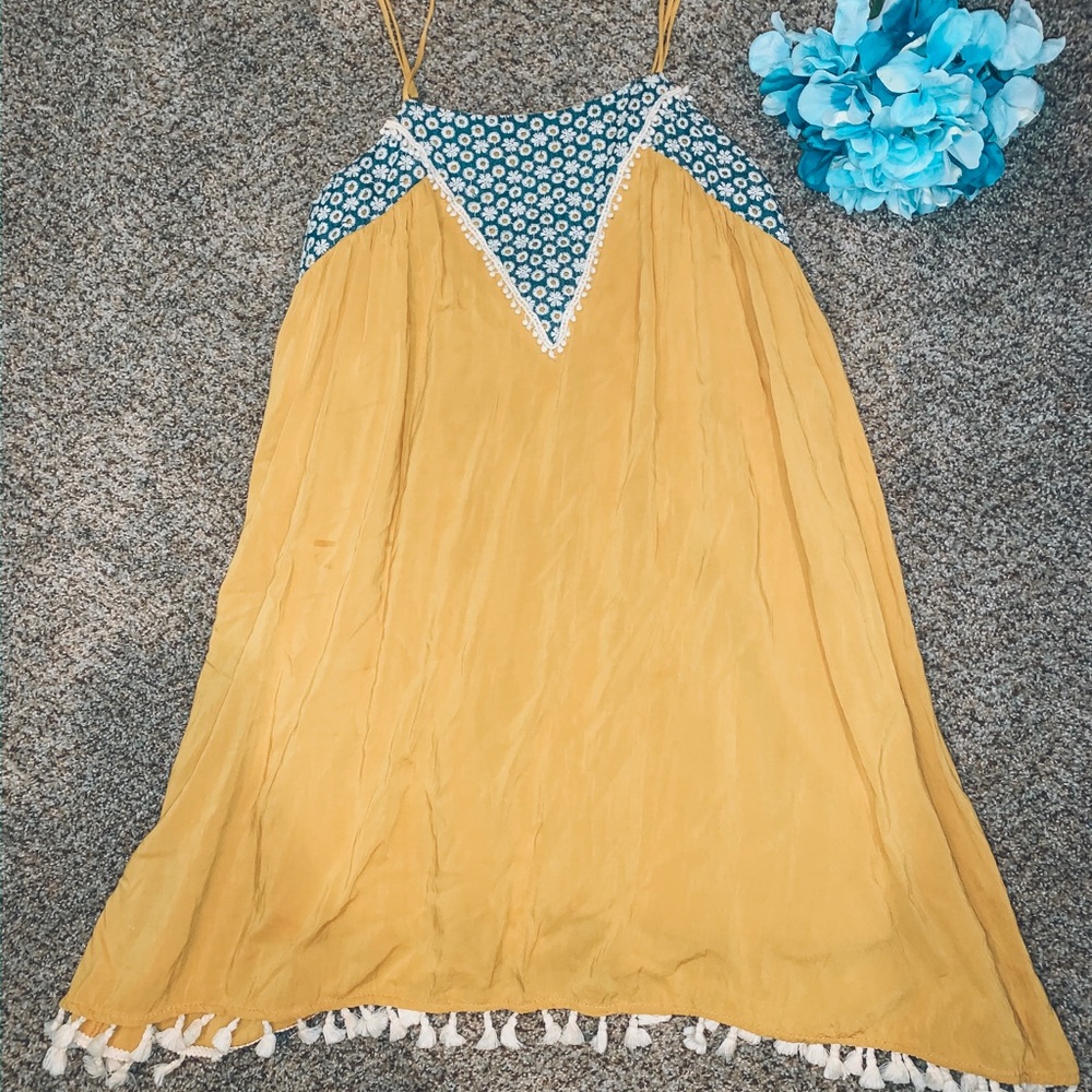 Yellow Bohemian Tassel Dress